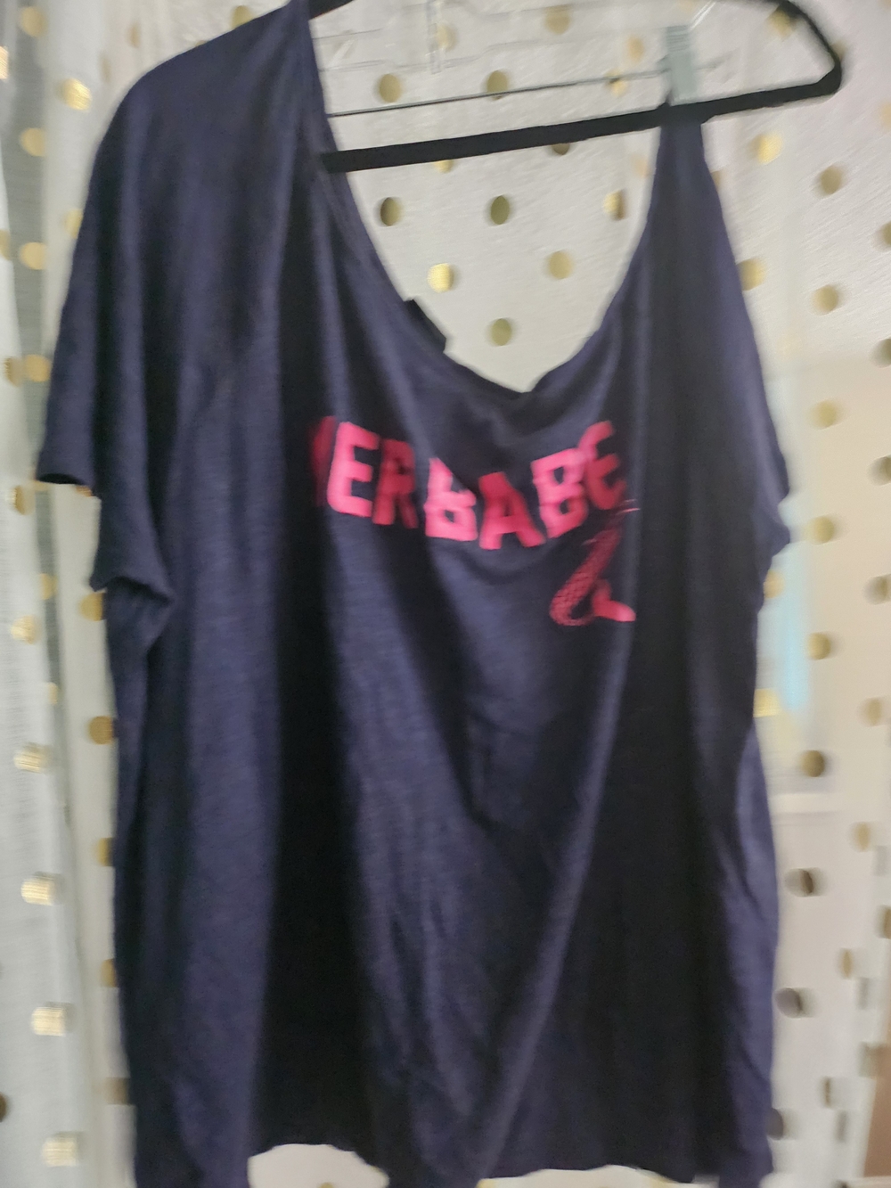 Women's Navy Sleep Top with Pink Graphic
